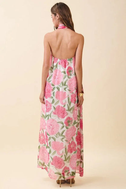 Women's Halter Neck Floral Maxi Dress