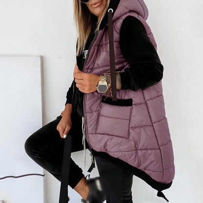 2026 Women's Hooded Outwear Vest Lightweight Zipper Up Padded Gilet With Pockets