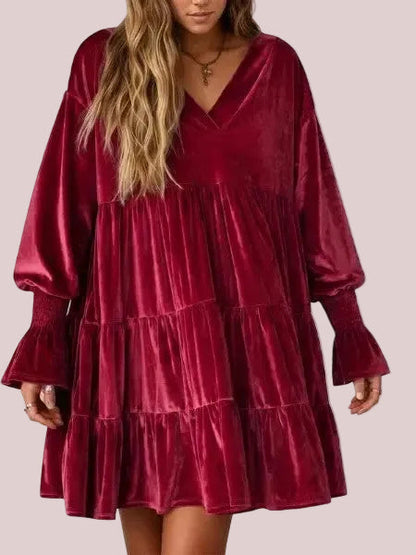 Women's Soft Elegant Velvet Oversized Babydoll Dress