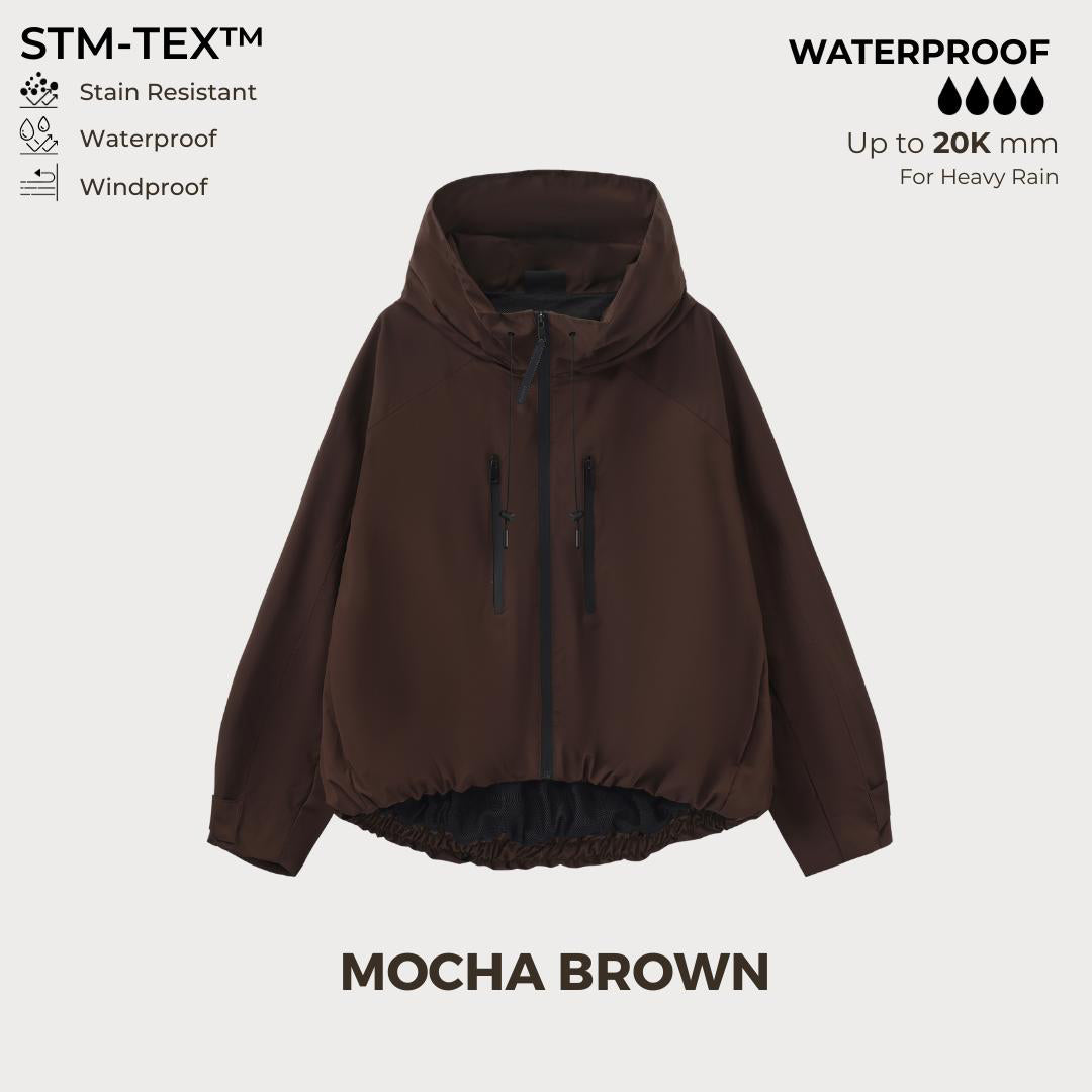 ⏰Hot Sale-Women's Oversized Pleated Hem Rain Jacket With Hooded