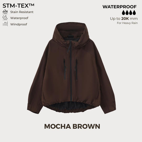 ⏰Hot Sale-Women's Oversized Pleated Hem Rain Jacket With Hooded