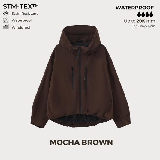 ⏰Hot Sale-Women's Oversized Pleated Hem Rain Jacket With Hooded