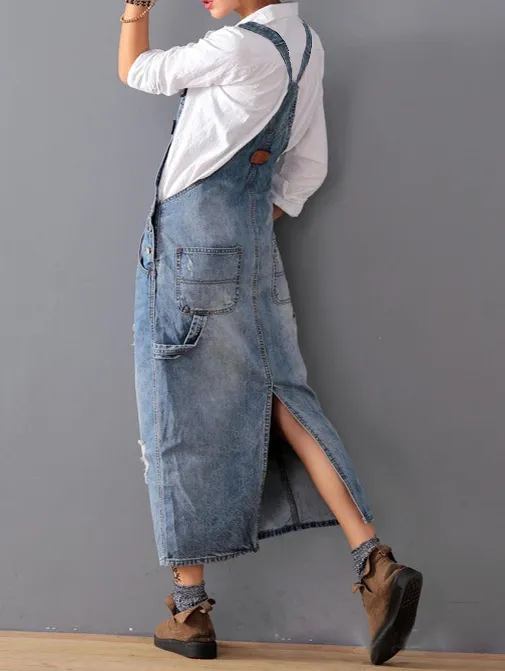 Midiross 2026 Ripped Denim Overall Dress