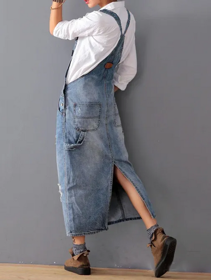 Midiross 2026 Ripped Denim Overall Dress