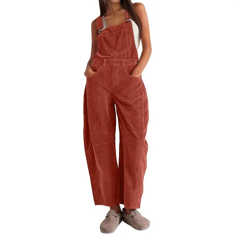 Women's wide-leg corduroy overalls, adjustable jumpsuit with pockets(BUY 2 FREE SHIPPING)