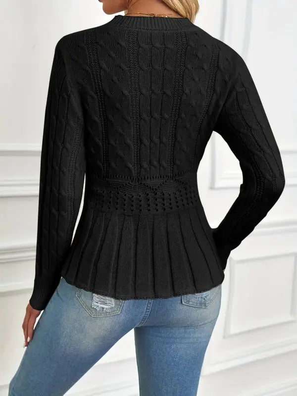 Women's Crew Neck Long Sleeve Chunky Knit Sweater (Buy 2 Free Shipping)