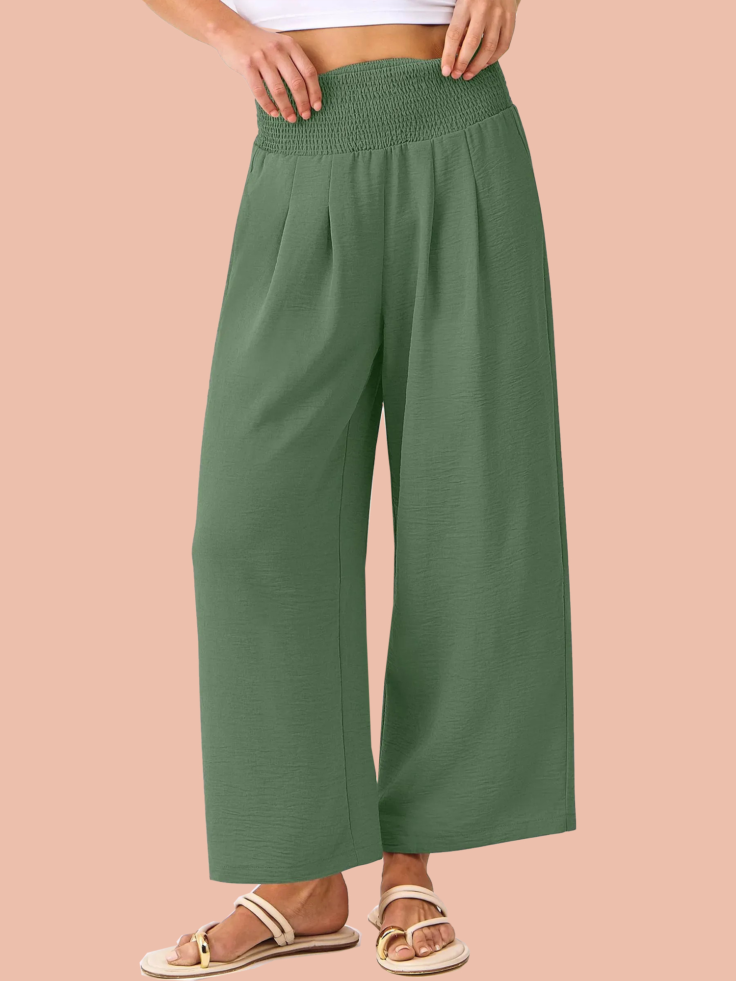 Women's Smocked Waist Wide Leg Palazzo Pants (Buy 2 Free Shipping)