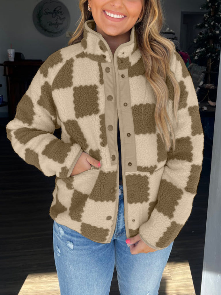Women's Checkered Sherpa Fleece Jacket (Buy 2 Free Shipping)