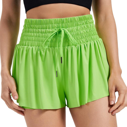 HOT SALE-Women's High Waist Drawstring Flowy Athletic Shorts