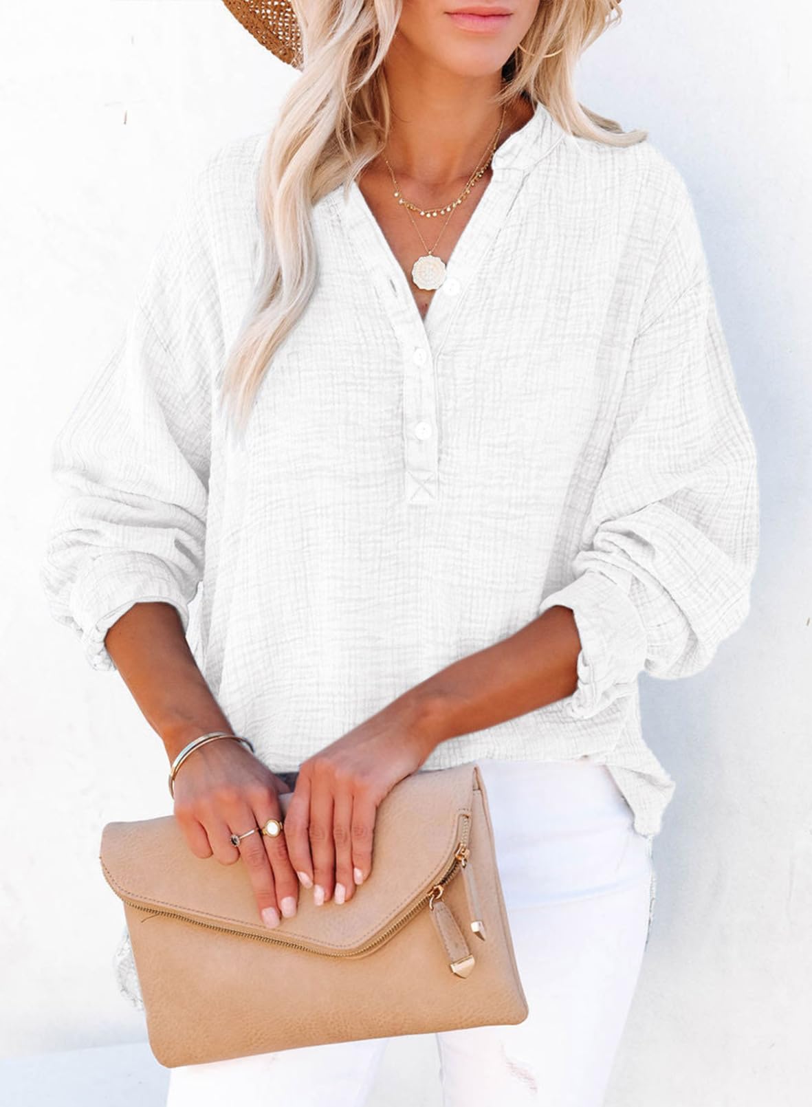 Women's Casual V-Neck Gauze Blouse (Buy 2 Free Shipping)