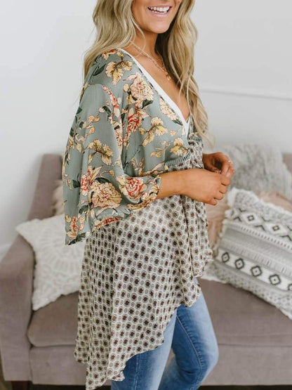 🔥🔥🔥🔥Women's Floral Kimono Ruffle Sleeve Tie Cardigans Flowy Boho Loose Cover Ups