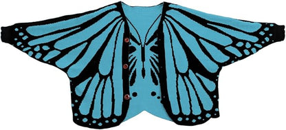 Women's Butterfly Wing Crochet Cardigan Open Front Knit Poncho