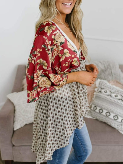 🔥🔥🔥🔥Women's Floral Kimono Ruffle Sleeve Tie Cardigans Flowy Boho Loose Cover Ups