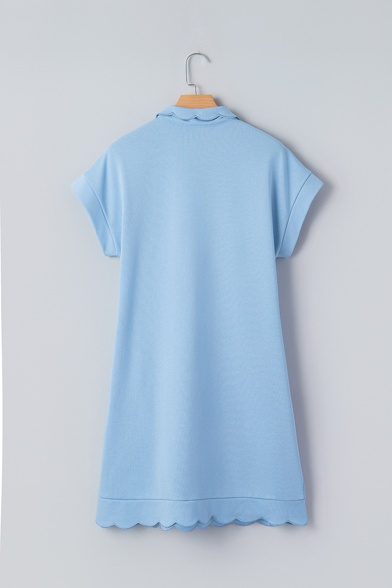 Women's Scallop Hem Henley Shirt Dress