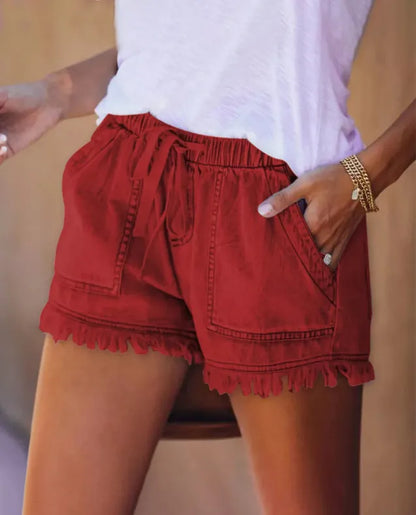 HOT SALE-WOMENS CASUAL DENIM SHORTS WITH POCKETS COTTON JEAN SHORT