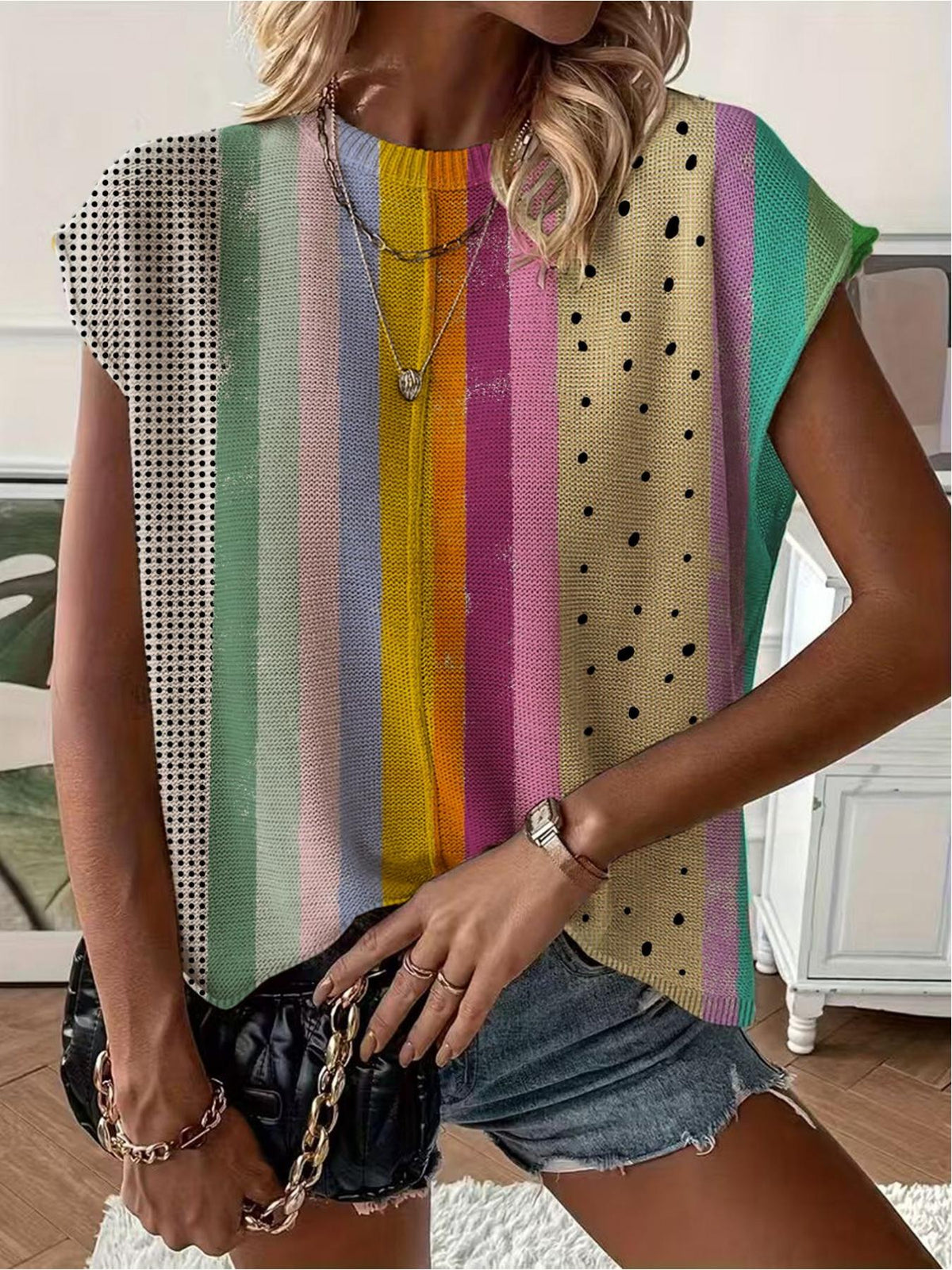 Women's Print Drop-Shoulder Knit Top