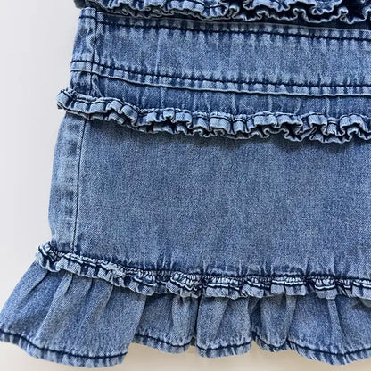 Vintage Ruffle Hem Wide Leg Denim Pants(BUY 2 FREE SHIPPING)