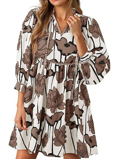 Women's Vibrant Floral Print Tied Waist Dress with Pockets