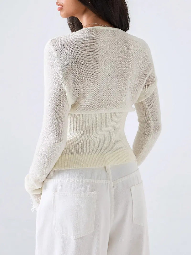 Women's Autumn Lace Trim V-Neck Knit Cardigan🔥