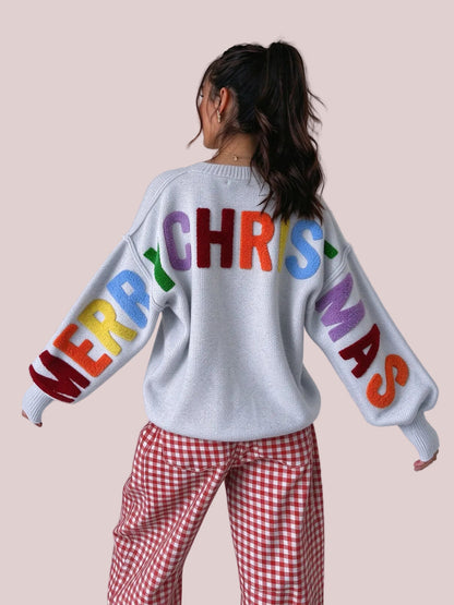 🎄🎁🎊Women's Merry Christmas Rainbow Letter Sweater