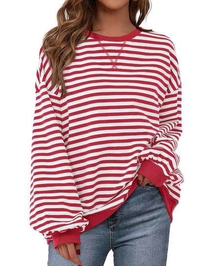 Oversized Striped Color Block Sweatshirt