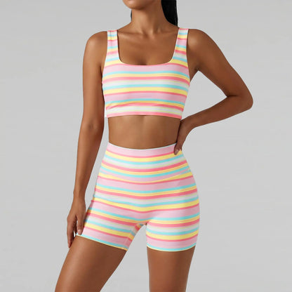 Women's Rainbow Striped Two-Piece Tracksuit