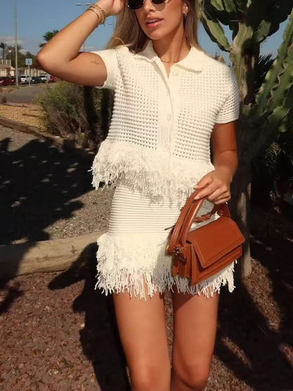Women's Crochet Knit Fringe Two-Piece Set(BUY 2 FREE SHIPPING)