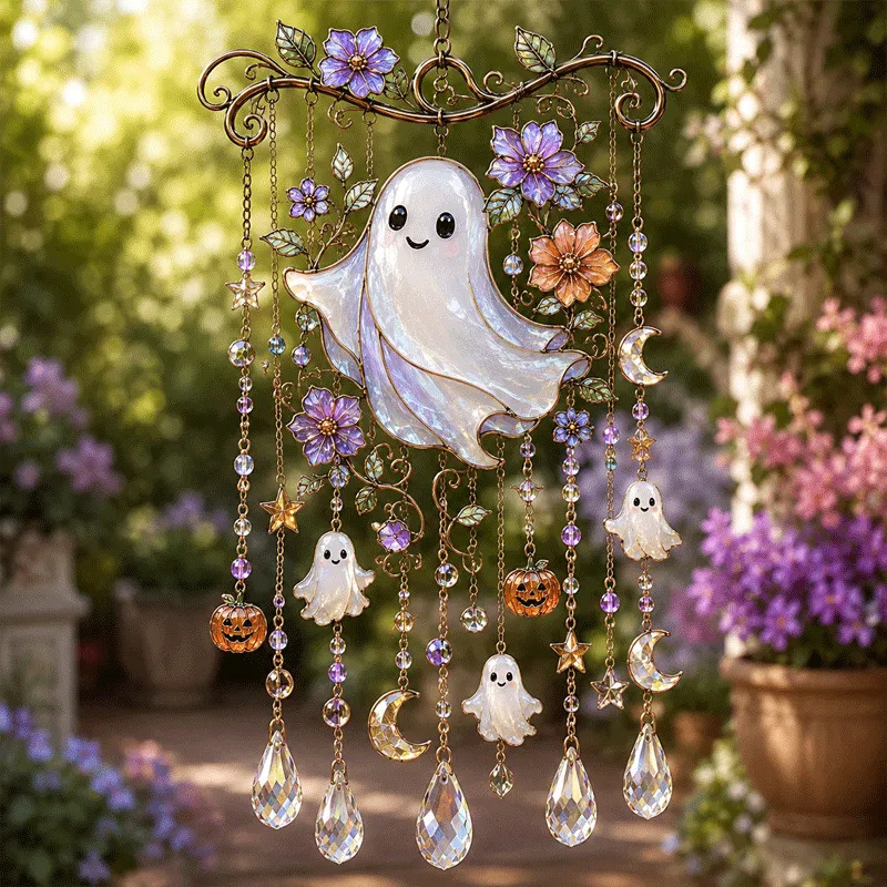 Halloween Stained Glass Suncatcher Wind Chime 🎃