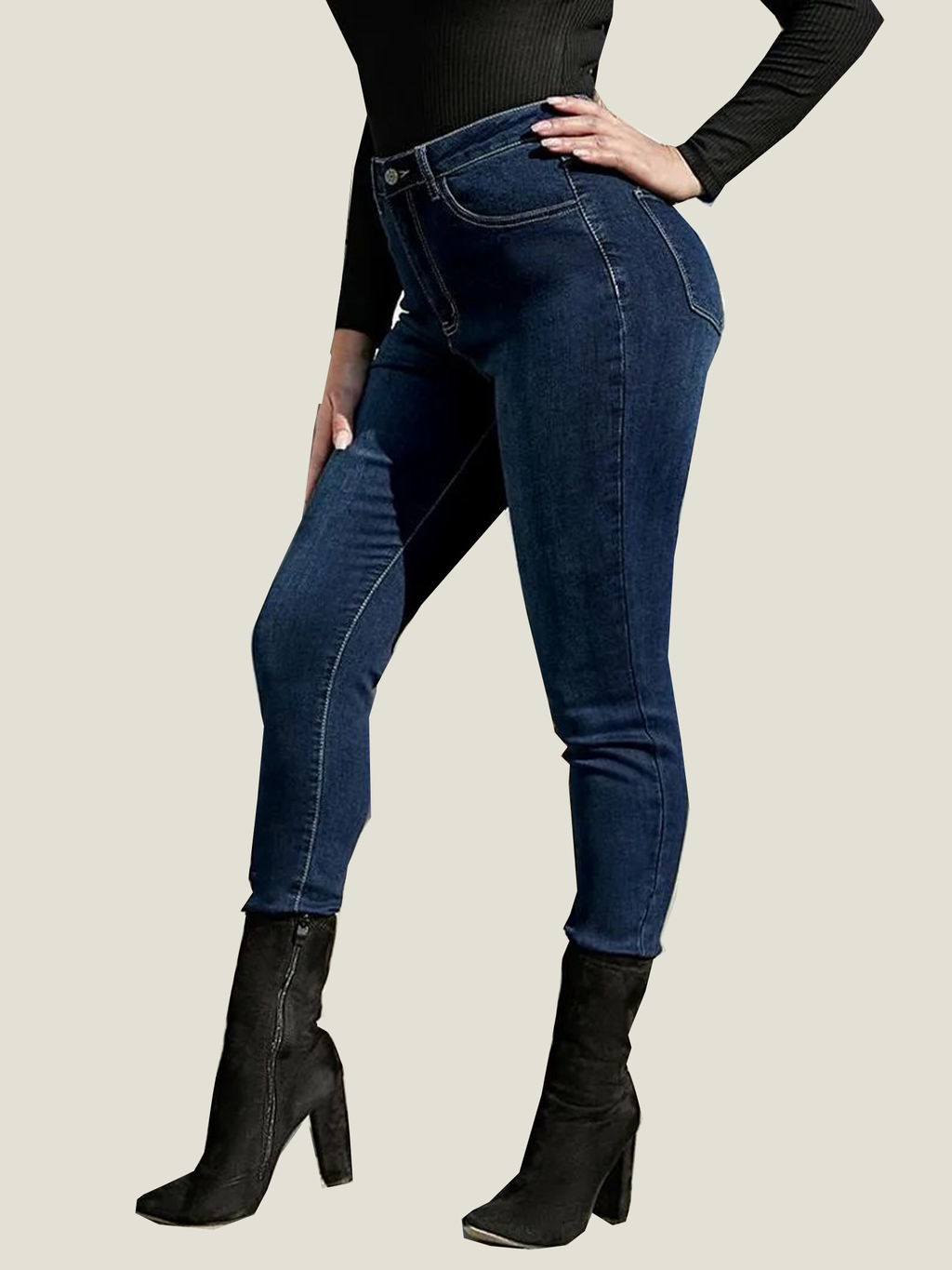Elastic High Rise Skinny Jeans