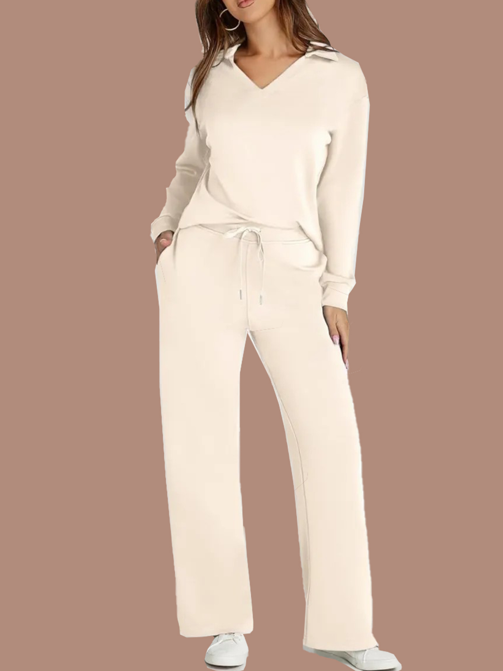 Women's Casual Polo Top and Wide Leg Pants Matching Sets (Buy 2 Free Shipping)