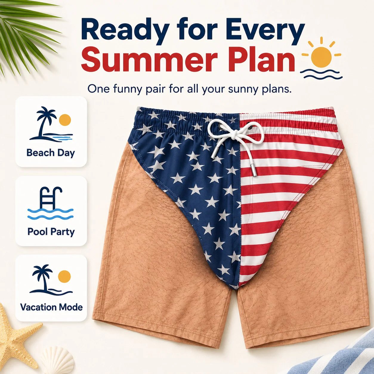 🇺🇸 Funny Patriotic Men’s Swim Trunks – Freedom & Chill Summer Beach Shorts 🏖️ (📦Buy 2 Free Shipping)