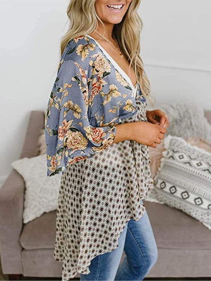 🔥🔥🔥🔥Women's Floral Kimono Ruffle Sleeve Tie Cardigans Flowy Boho Loose Cover Ups
