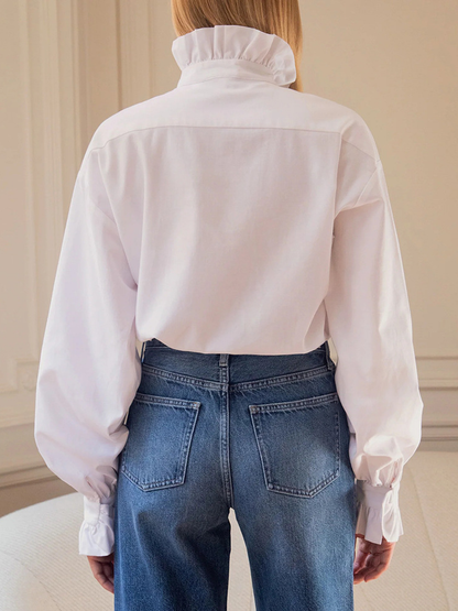 Women's 2026 New Ruffled Stand Collar Long Sleeve Blouse