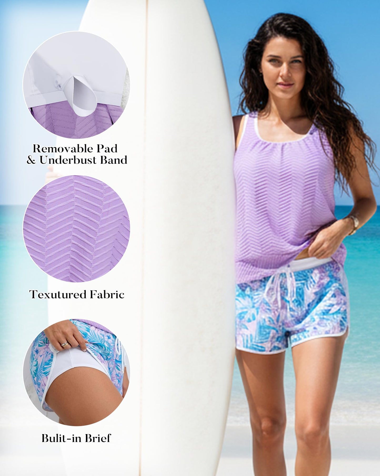Tankini Swimsuit for Women Modest Two Piece