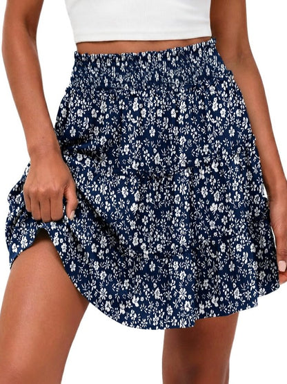 HOT SALE Women's Casual High Waisted Ruffle Tiered Flowy Mini Skorts Skirts