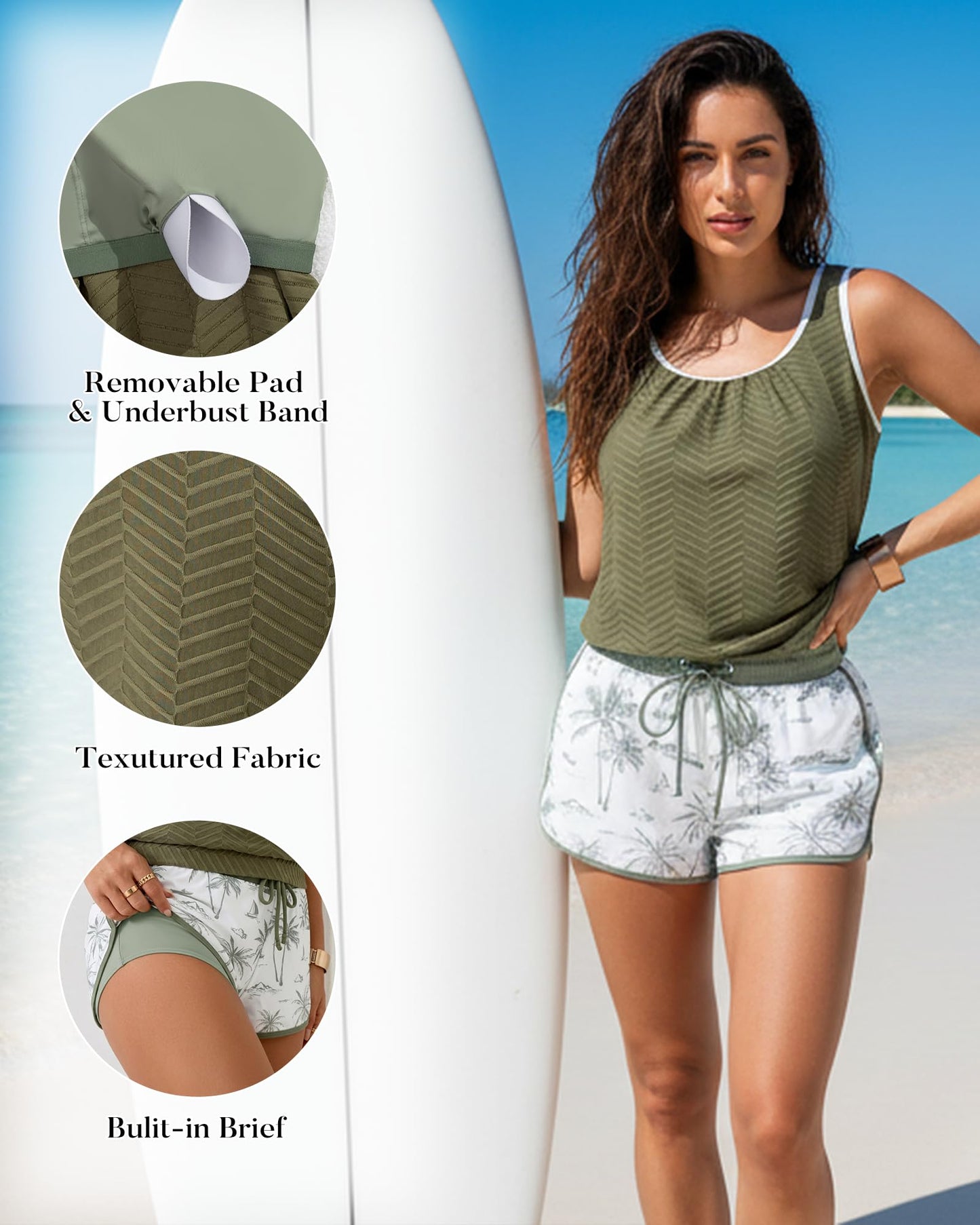 Tankini Swimsuit for Women Modest Two Piece