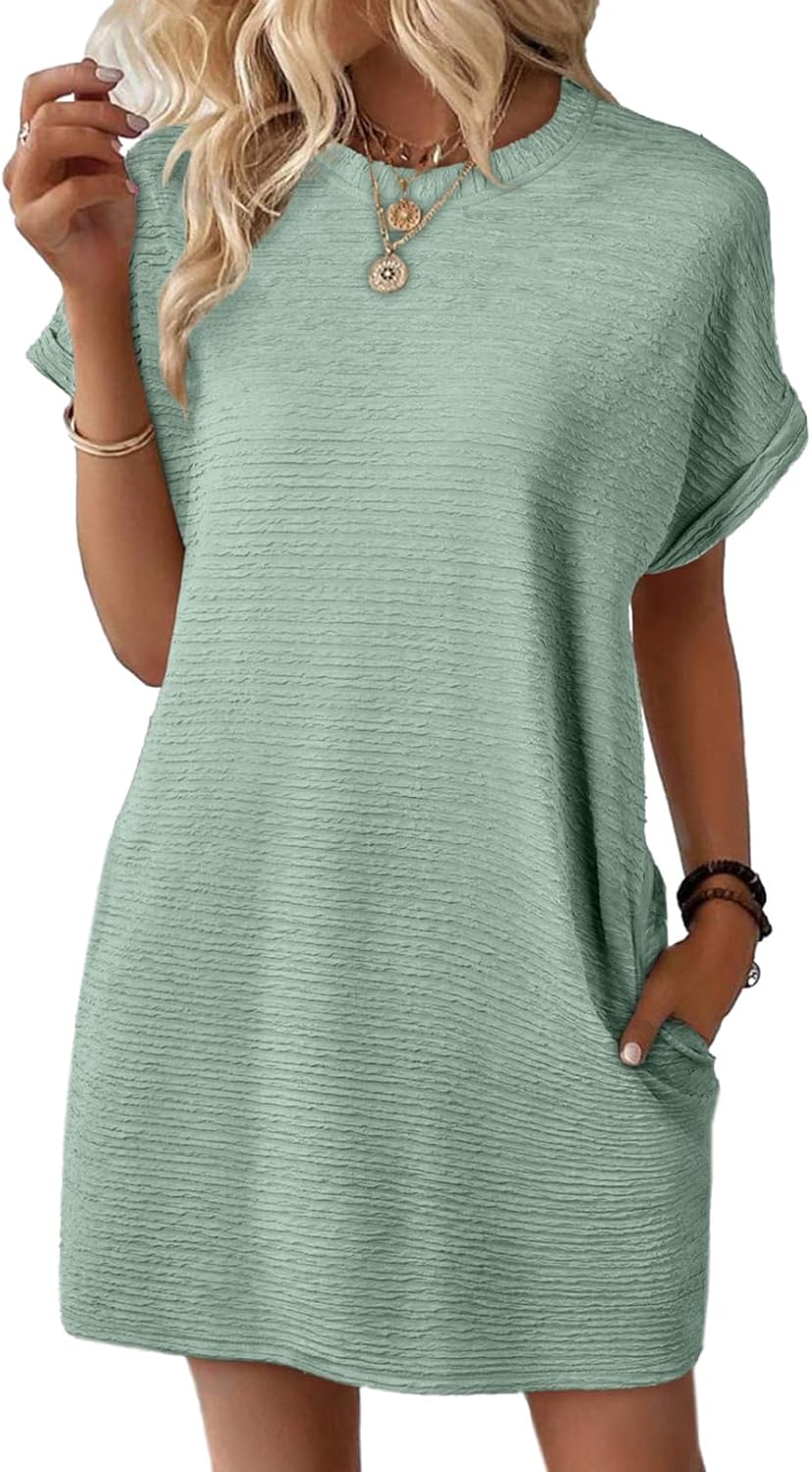 🔥Women's Lightweight Summer Short Sleeve Dress with Pockets
