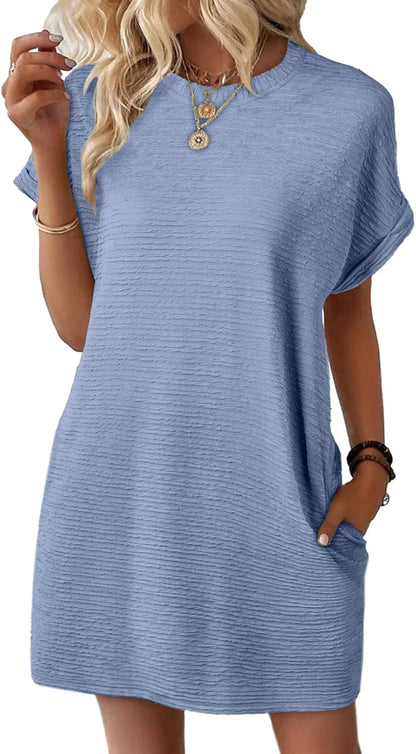 🔥Women's Lightweight Summer Short Sleeve Dress with Pockets