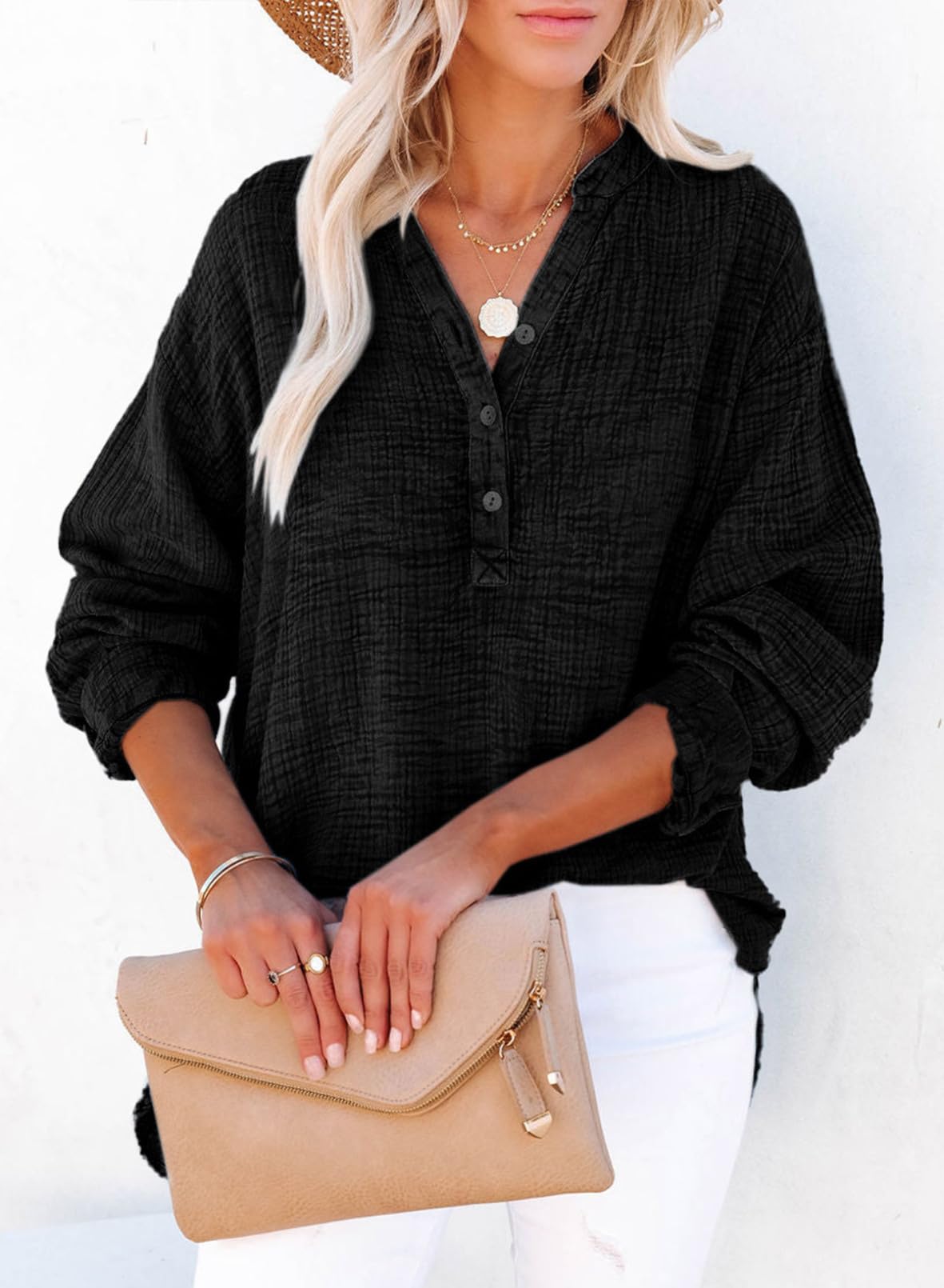 Women's Casual V-Neck Gauze Blouse (Buy 2 Free Shipping)