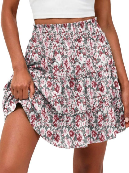 HOT SALE Women's Casual High Waisted Ruffle Tiered Flowy Mini Skorts Skirts