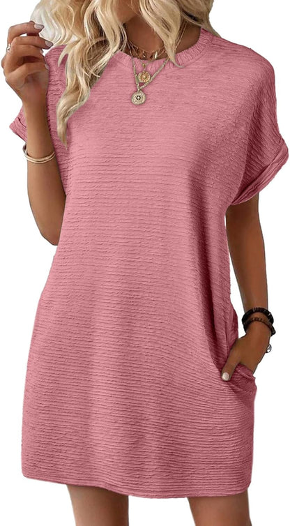 🔥Women's Lightweight Summer Short Sleeve Dress with Pockets
