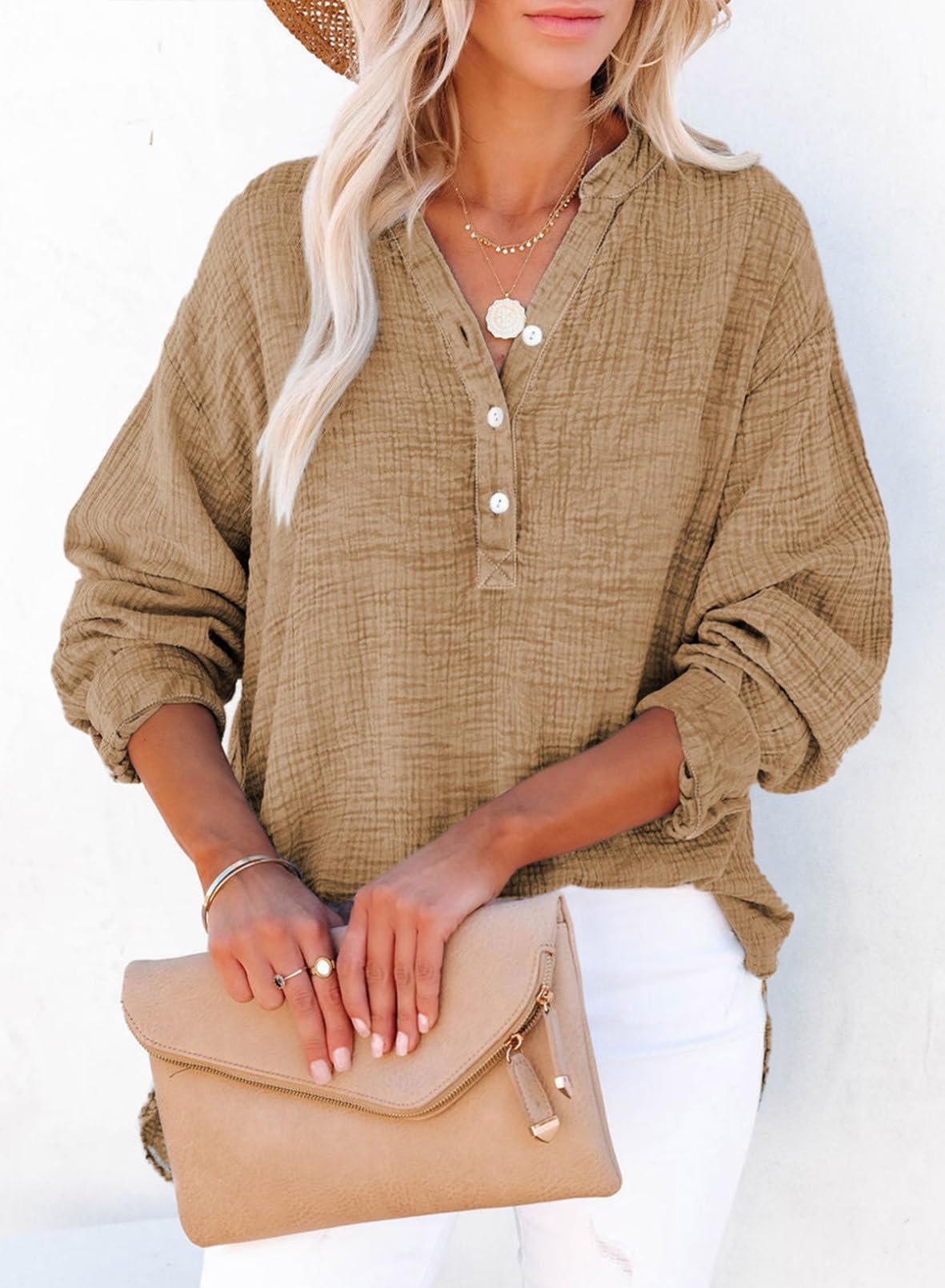 Women's Casual V-Neck Gauze Blouse (Buy 2 Free Shipping)