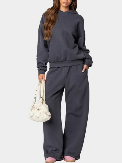 Women's Bow Detail Hoodie Sweat Set (Buy 2 Free Shipping)