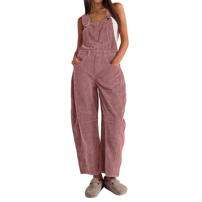 Women's wide-leg corduroy overalls, adjustable jumpsuit with pockets(BUY 2 FREE SHIPPING)