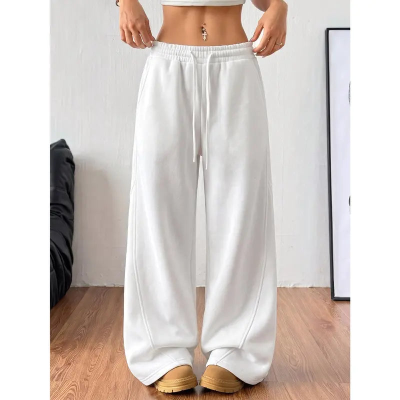 Women's Elastic Drawstring Wide-Leg Sweatpants