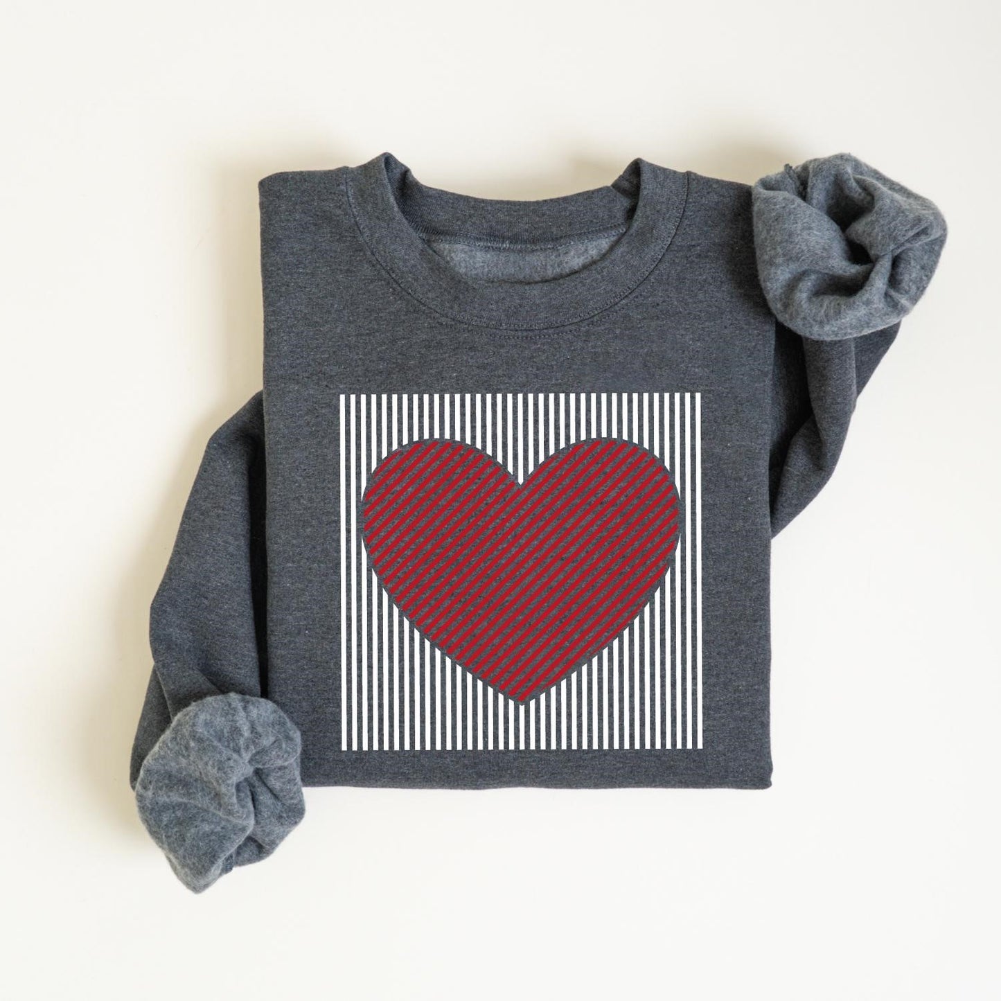 Limited time sale🔥Retro Valentines Heart Stripe Print Sweatshirt