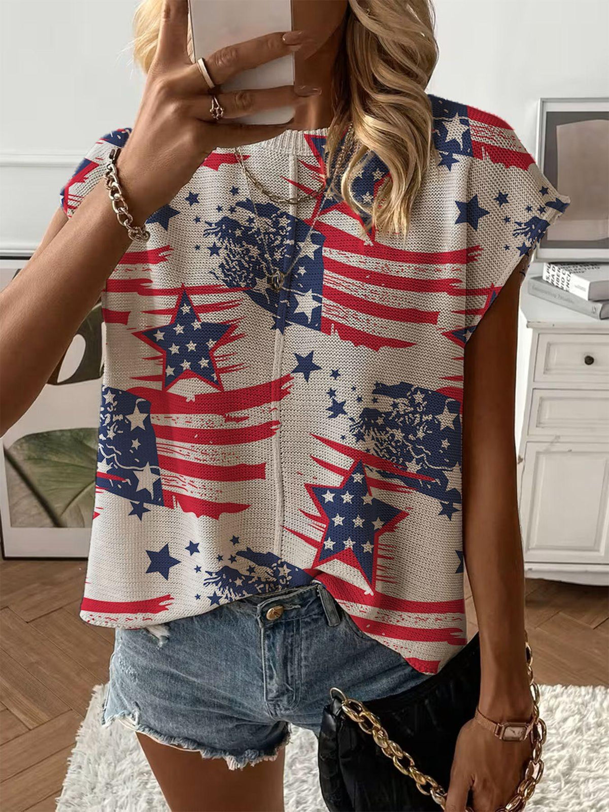 Women's Print Drop-Shoulder Knit Top