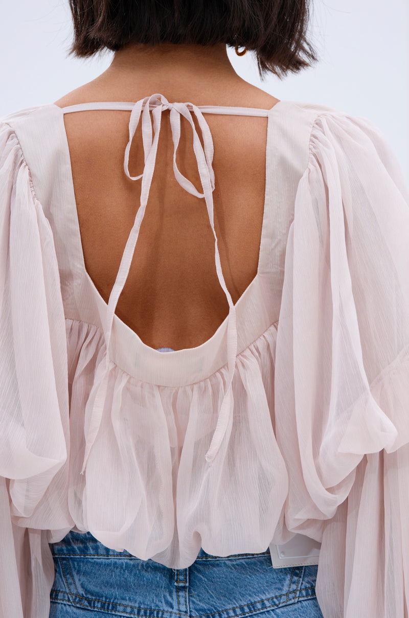 Women's loose square neck long-sleeved chiffon blouse