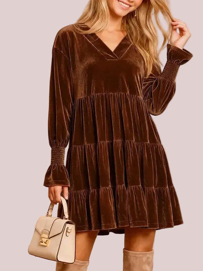 Women's Soft Elegant Velvet Oversized Babydoll Dress
