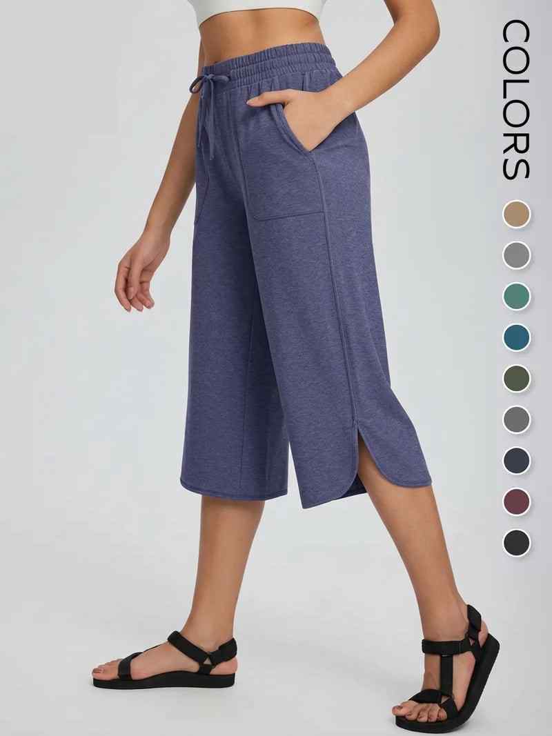 👖 Women's Wide Leg Yoga Capris – High Waisted with Pockets, Quick Dry, Lightweight, UPF 50+ Sun Protection – Loose Comfy for Hiking, Gym, Travel & Outdoor Workout ☀️